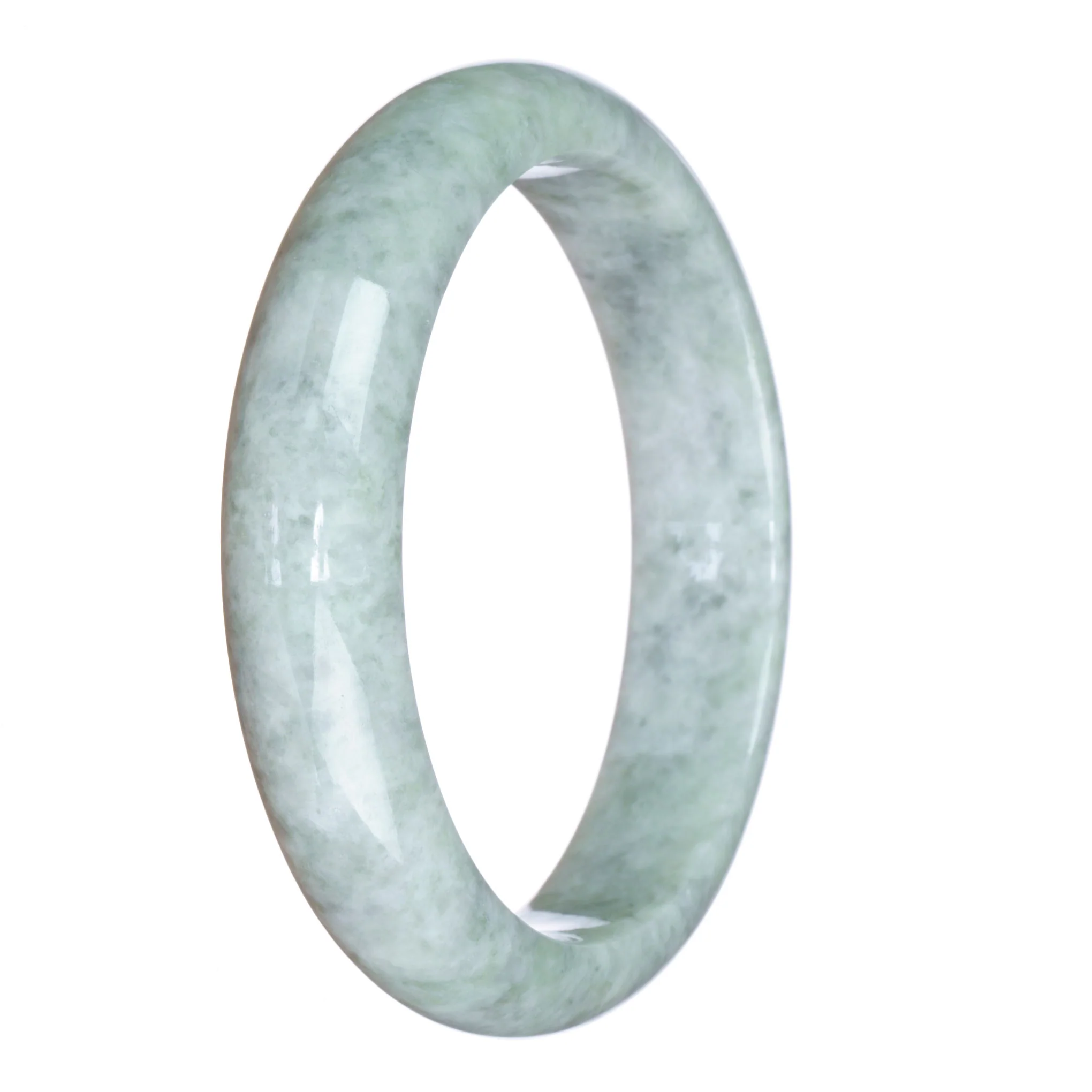 Authentic Grade A Grey Pattern Traditional Jade Bracelet - 63mm Half Moon - Image 3