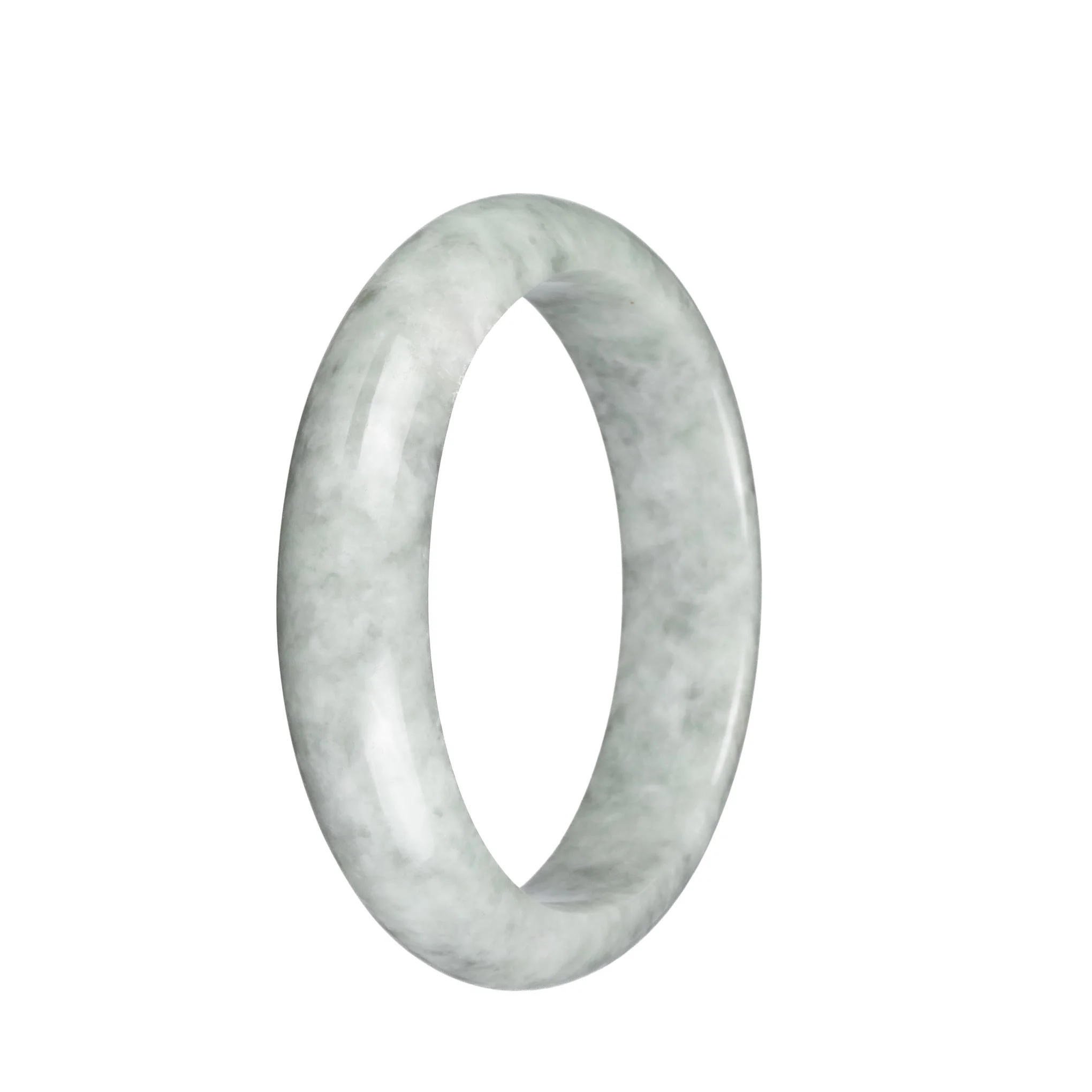 Authentic Grade A Grey Pattern Jade Bangle - 63mm Half Moon - Image 2