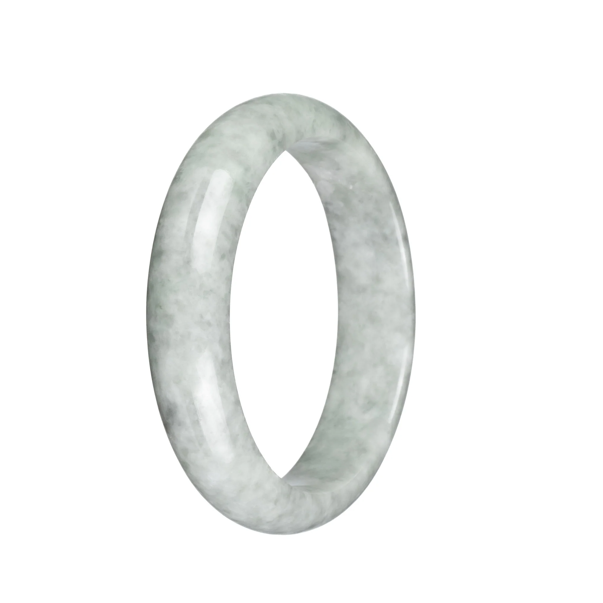 Authentic Grade A Grey Pattern Jade Bangle - 63mm Half Moon - Image 3