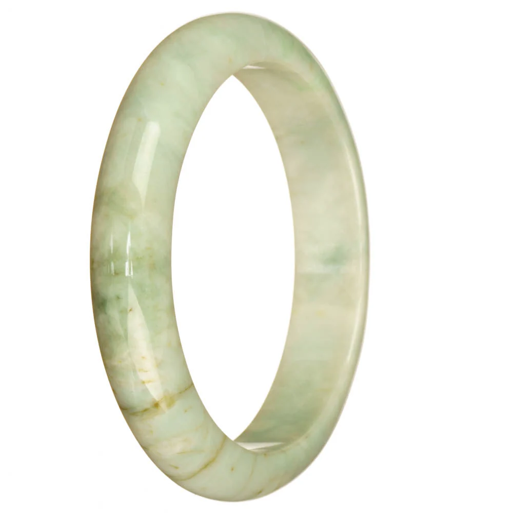 Certified Grade A White Pattern Burmese Jade Bangle Bracelet - 67mm Half Moon - Image 3