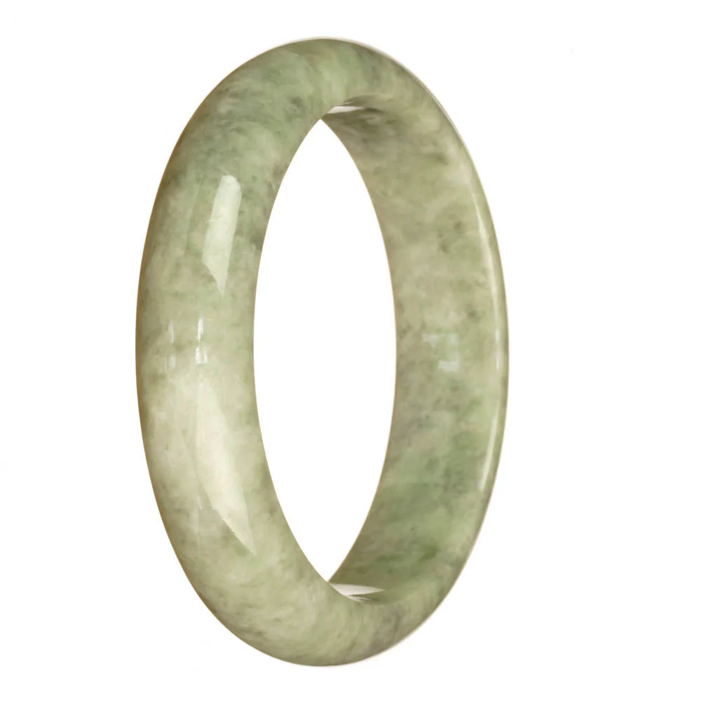 Certified Natural Grey Pattern Jadeite Jade Bangle - 62mm Half Moon