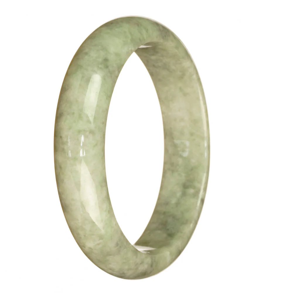 Certified Natural Grey Pattern Jadeite Jade Bangle - 62mm Half Moon - Image 2