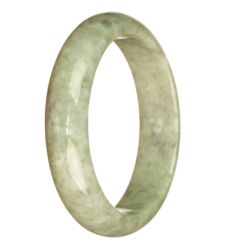 Certified Natural Grey Pattern Jadeite Jade Bangle - 62mm Half Moon - Image 3