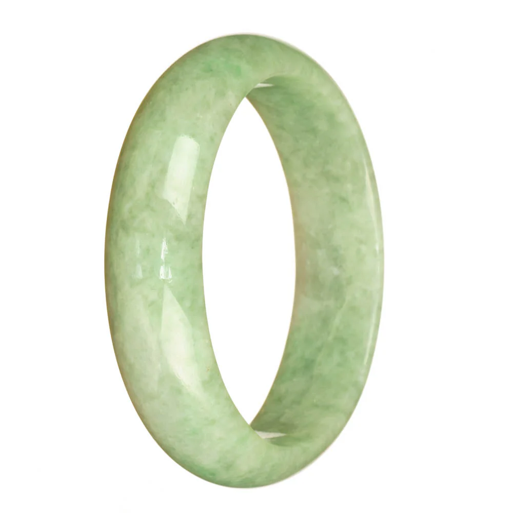 Real Grade A Light Green Traditional Jade Bangle Bracelet - 64mm Half Moon