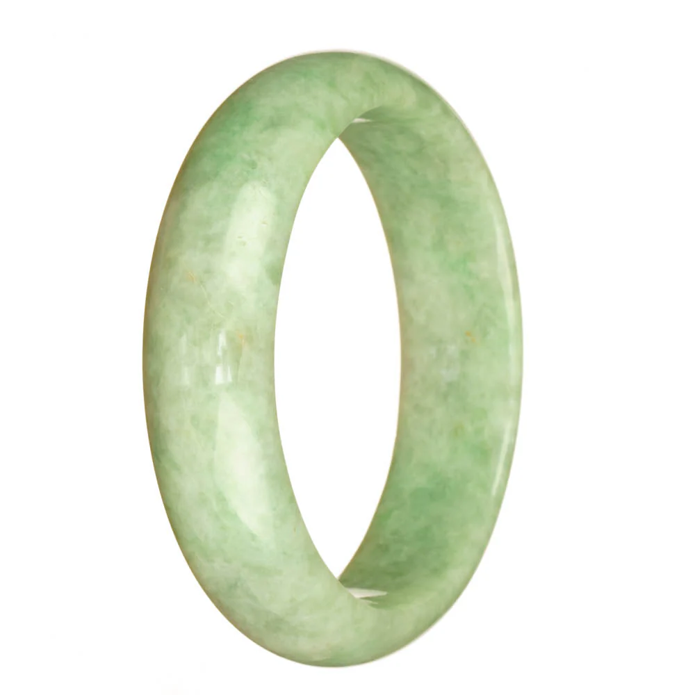 Real Grade A Light Green Traditional Jade Bangle Bracelet - 64mm Half Moon - Image 2