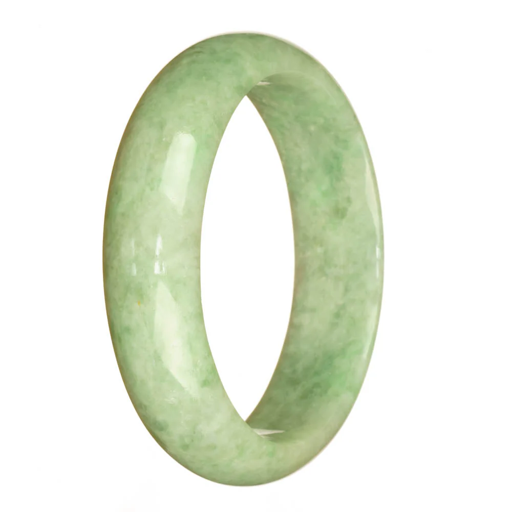 Real Grade A Light Green Traditional Jade Bangle Bracelet - 64mm Half Moon - Image 3