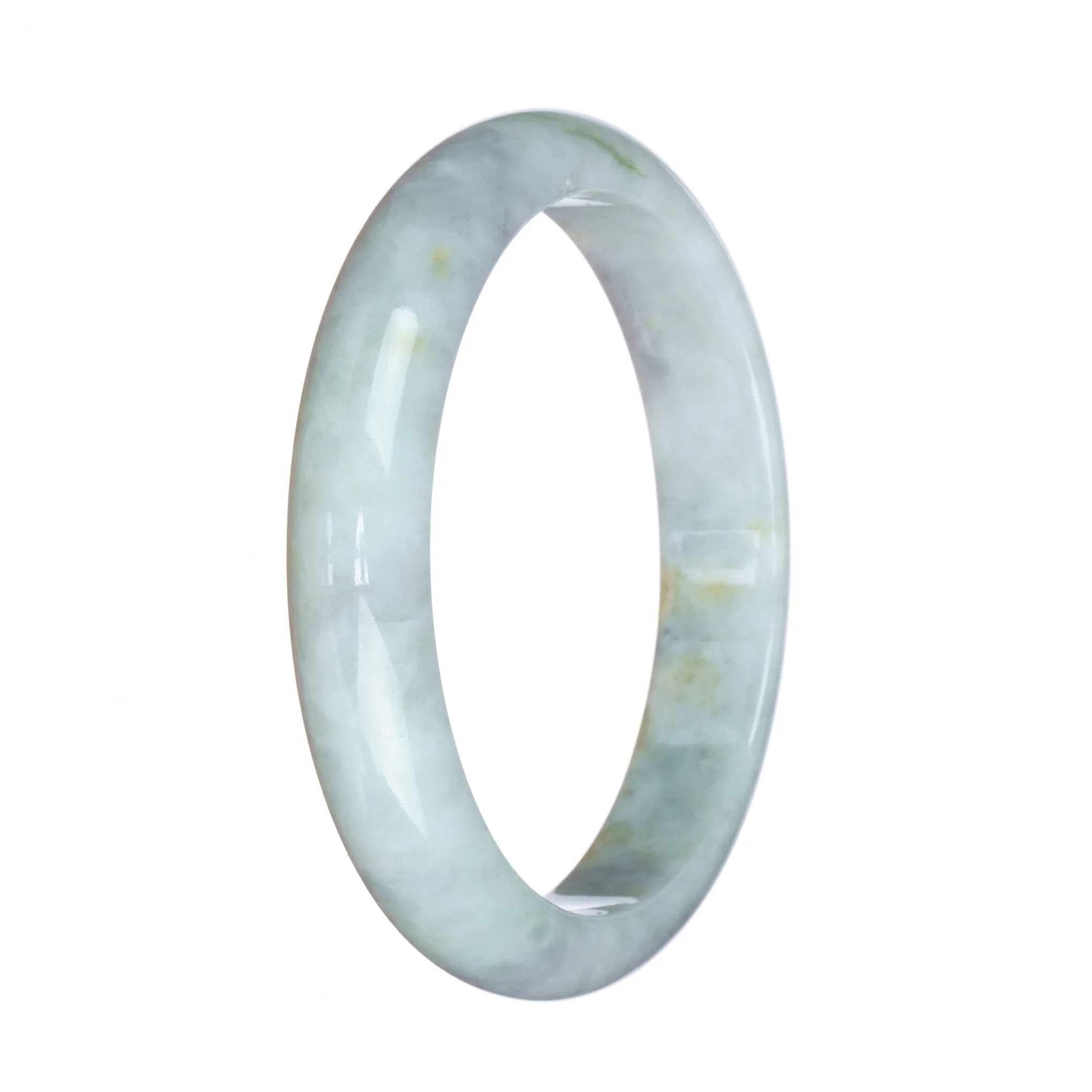 Real Type A Greyish White Jadeite Bracelet - 59mm Half Moon