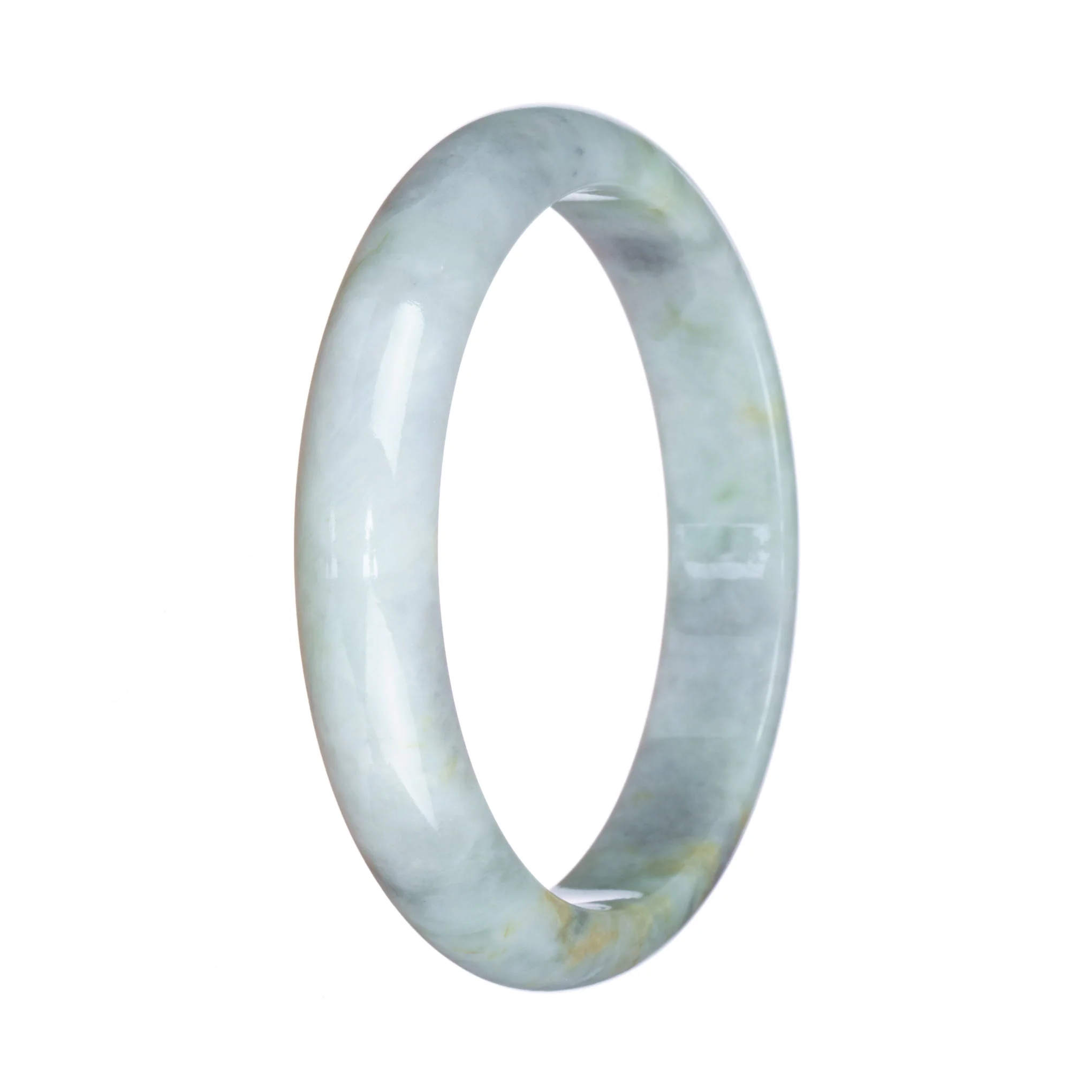 Real Type A Greyish White Jadeite Bracelet - 59mm Half Moon - Image 2