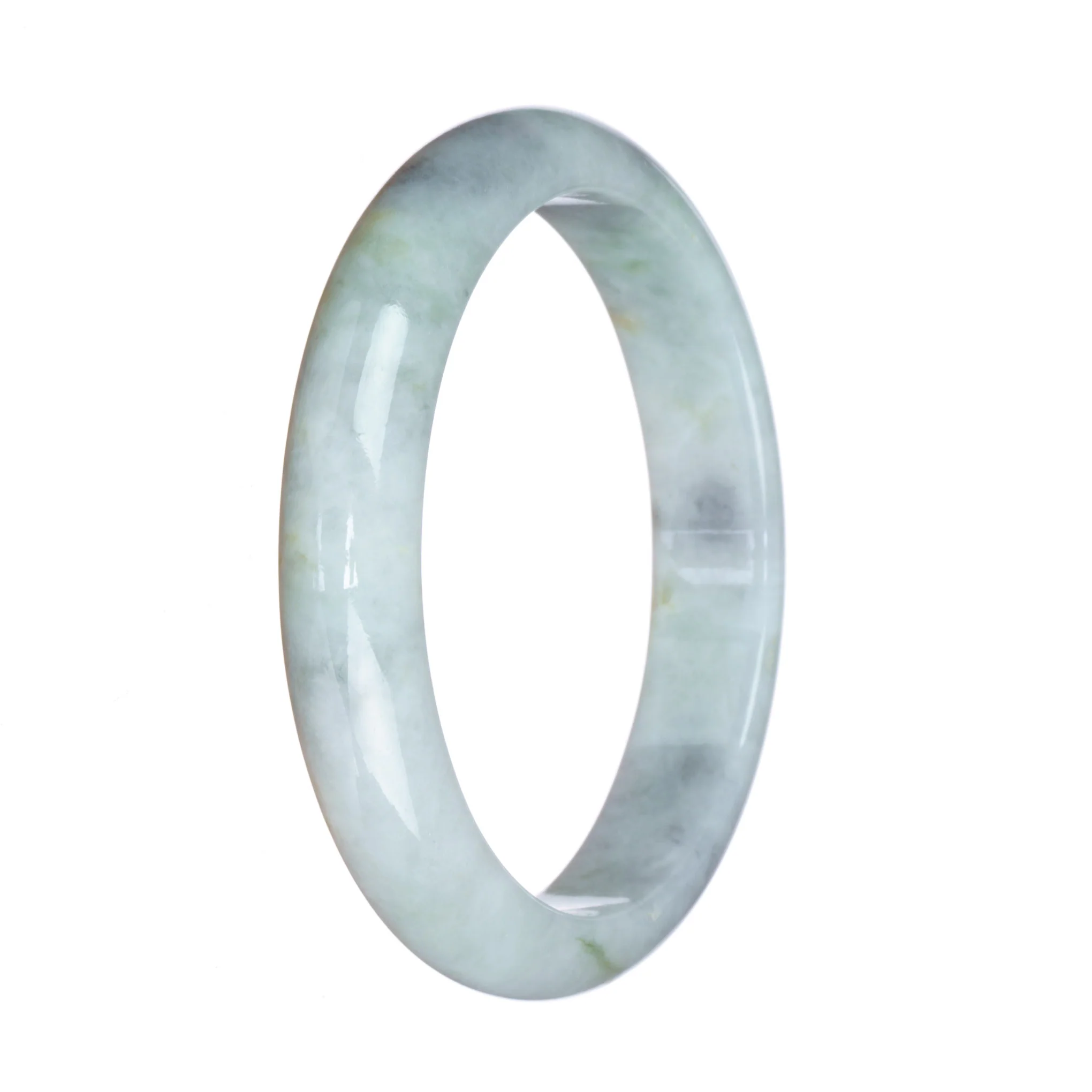 Real Type A Greyish White Jadeite Bracelet - 59mm Half Moon - Image 3