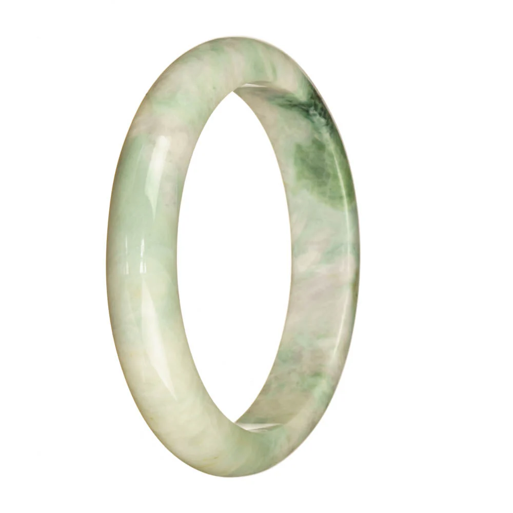 Genuine Natural White and Green Pattern Traditional Jade Bangle Bracelet - 67mm Half Moon - Image 3