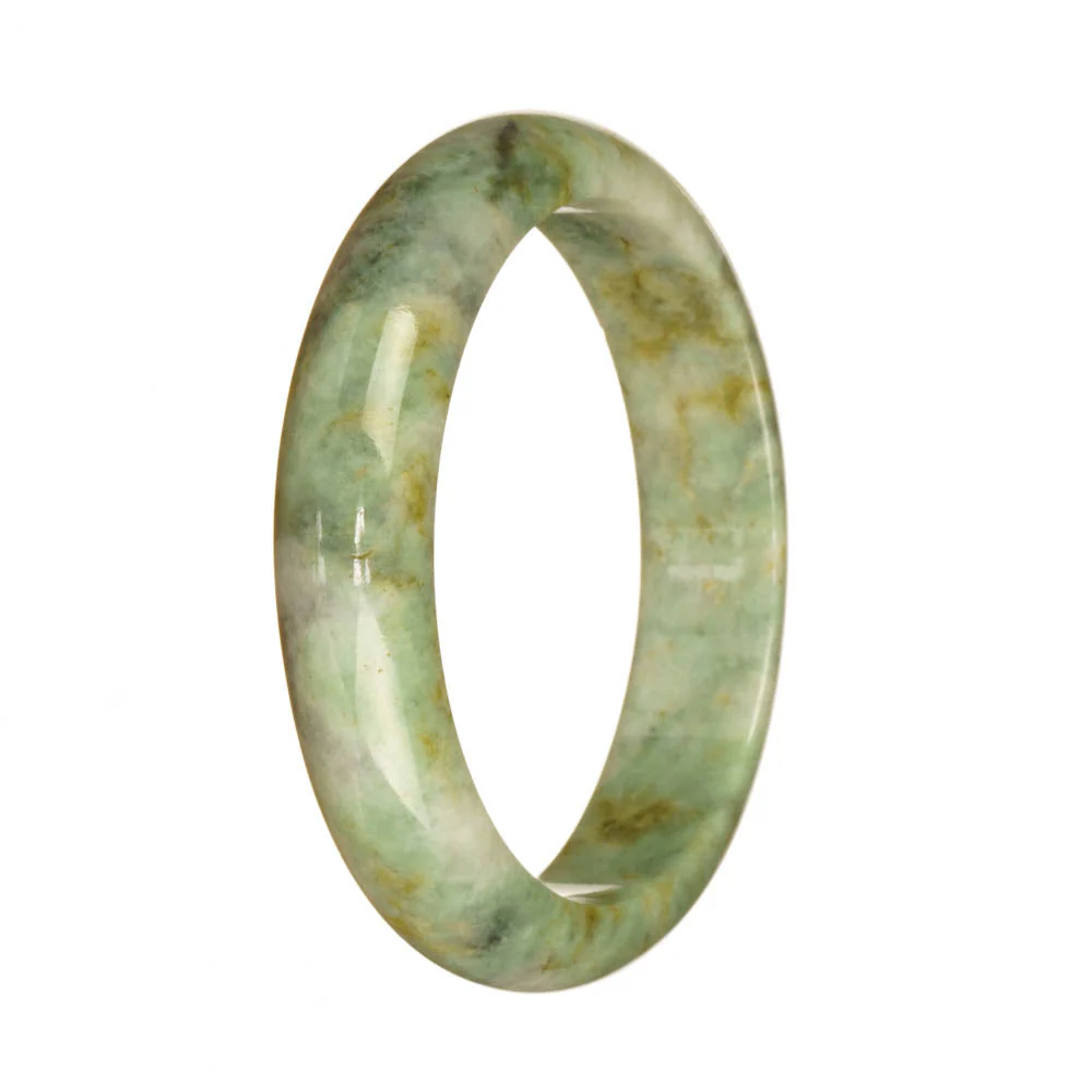 Real Grade A Green and White Pattern Jadeite Jade Bracelet - 57mm Half Moon - Image 3