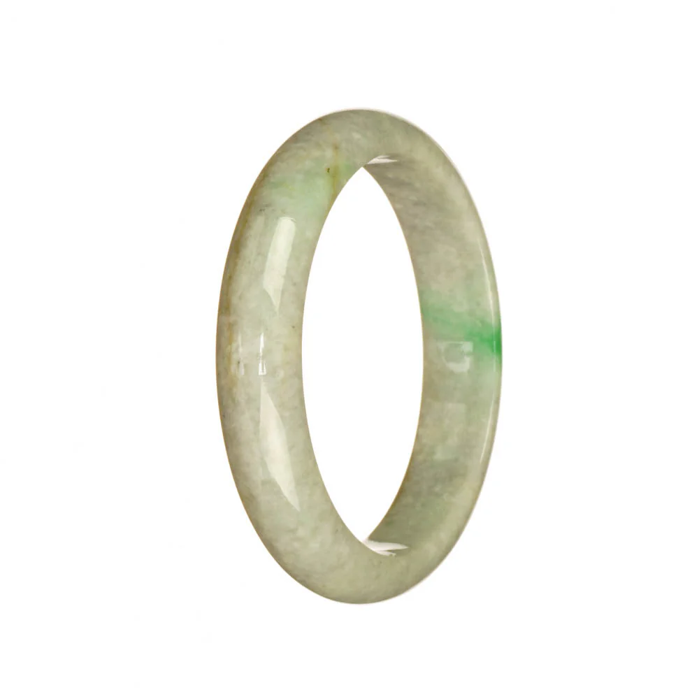 Certified Grade A Grey with Emerald Green Jadeite Jade Bangle Bracelet - 51mm Half Moon - Image 2