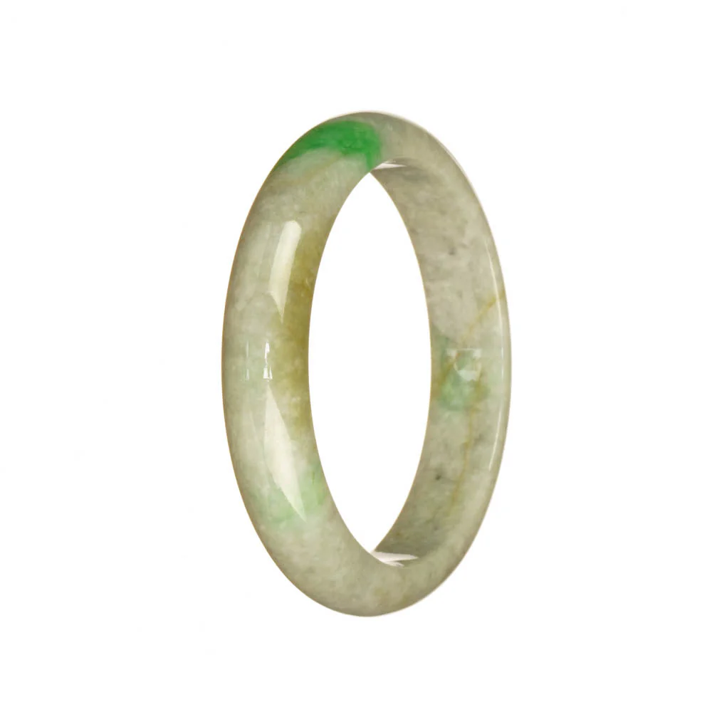 Certified Grade A Grey with Emerald Green Jadeite Jade Bangle Bracelet - 51mm Half Moon - Image 3