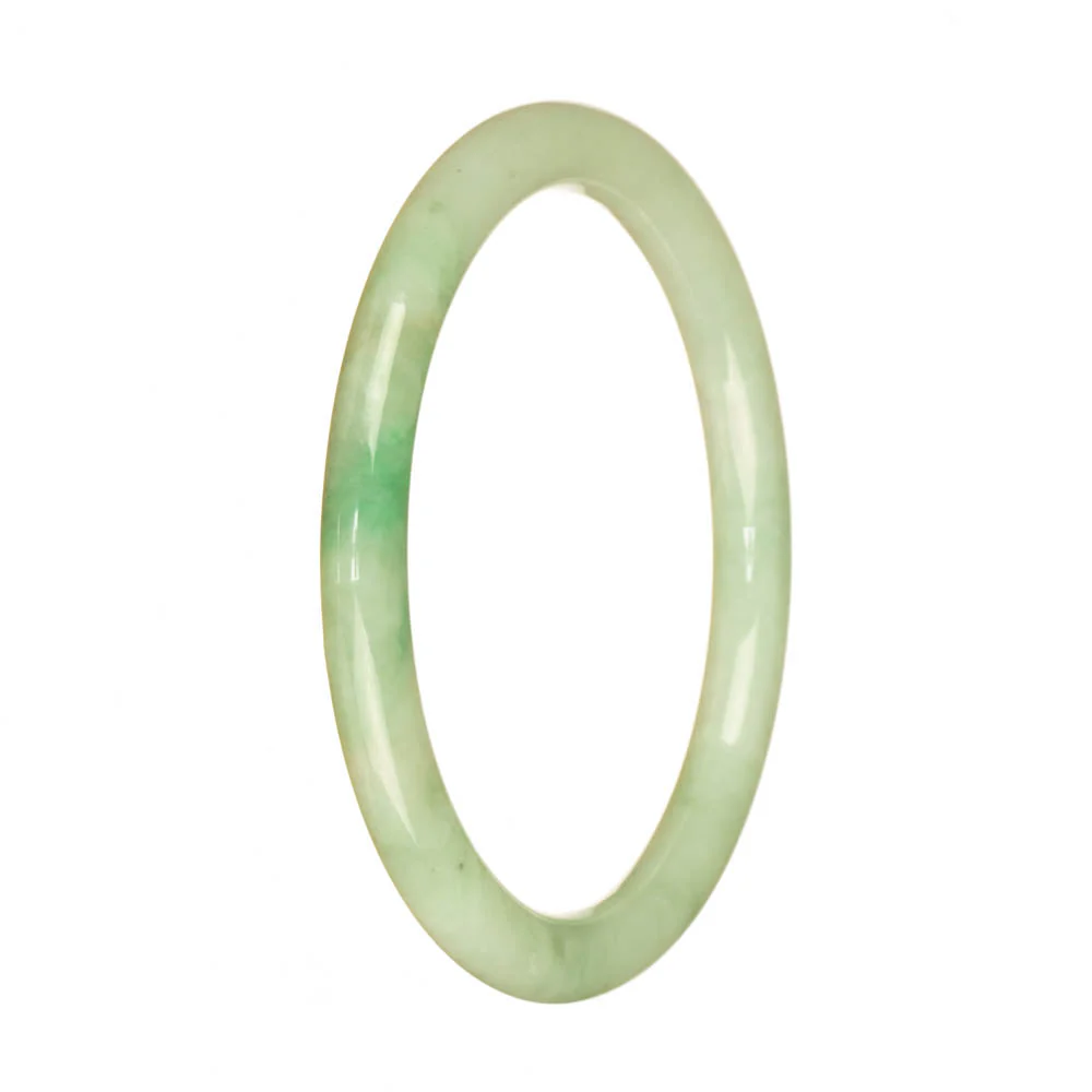 Genuine Grade A Light Green with Apple Green Burmese Jade Bangle Bracelet - 60mm Petite Round
