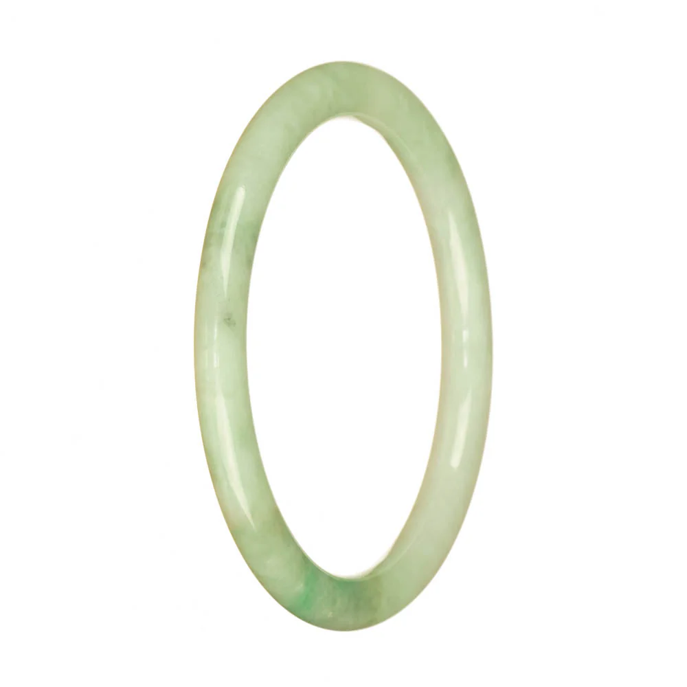 Genuine Grade A Light Green with Apple Green Burmese Jade Bangle Bracelet - 60mm Petite Round - Image 3