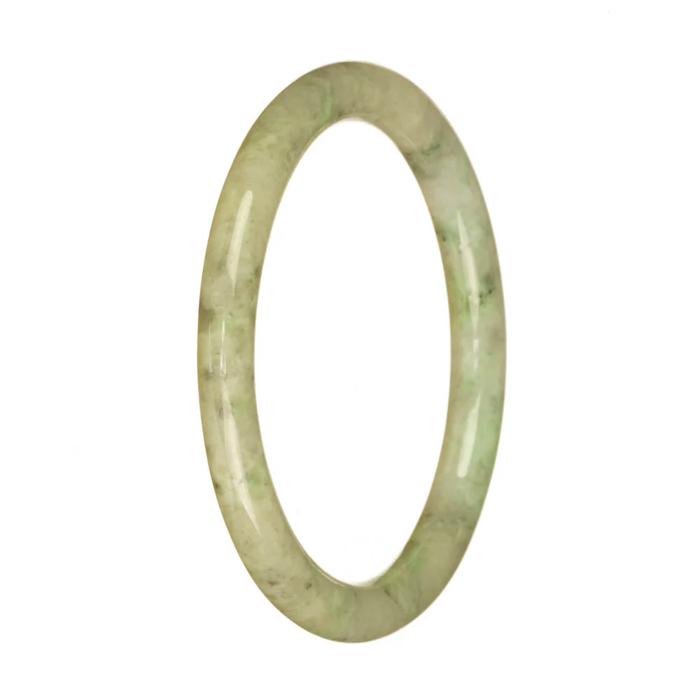Genuine Type A Pale Green Pattern Jadeite Jade Bracelet - 60mm Petite Round