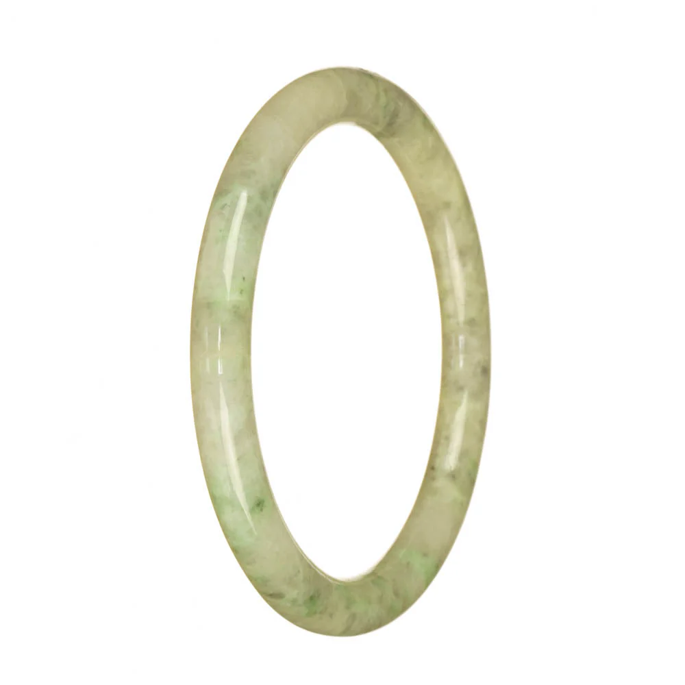 Genuine Type A Pale Green Pattern Jadeite Jade Bracelet - 60mm Petite Round - Image 2