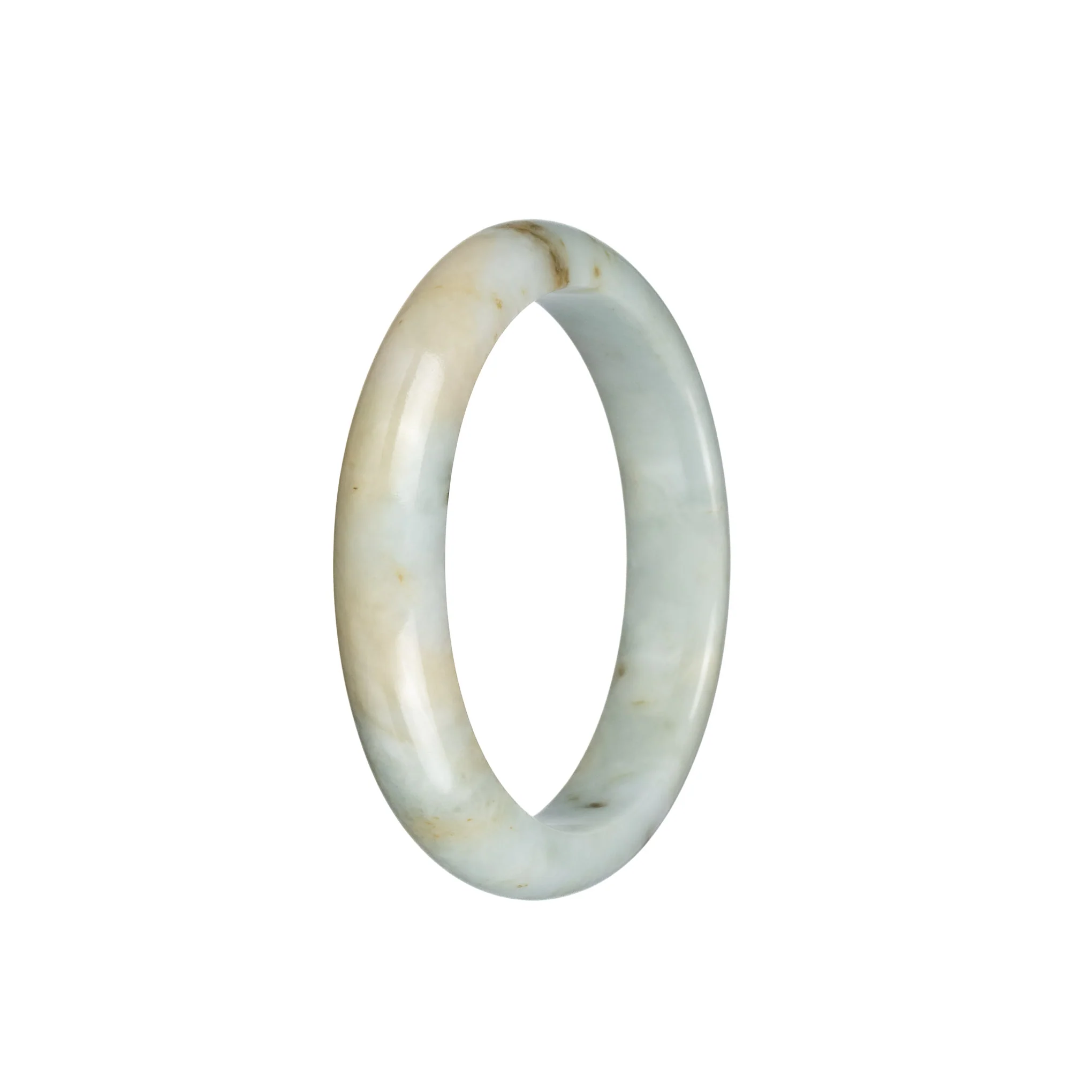 Genuine Grade A Pale Green Burmese Jade Bangle Bracelet - 54mm Half Moon - Image 2