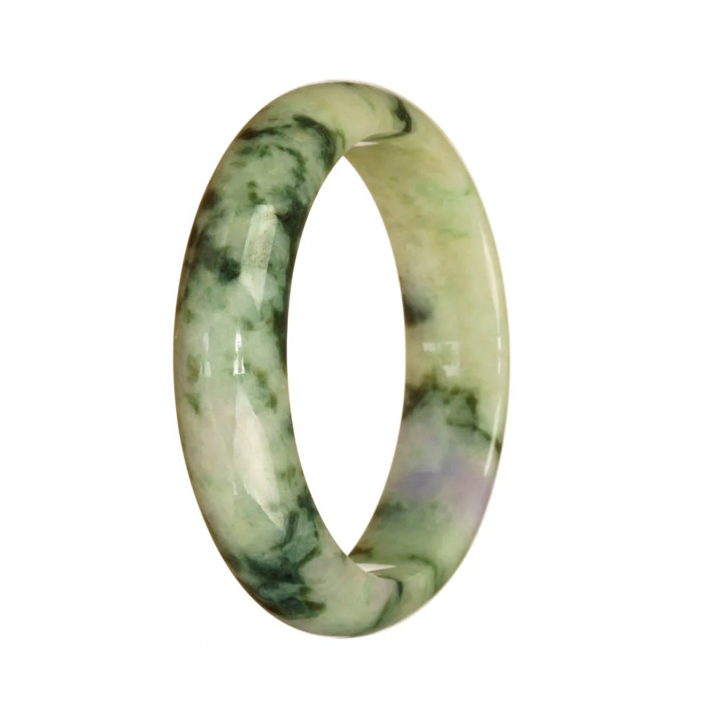 Genuine Grade A Light Green and Green Pattern Jade Bracelet - 55mm Half Moon