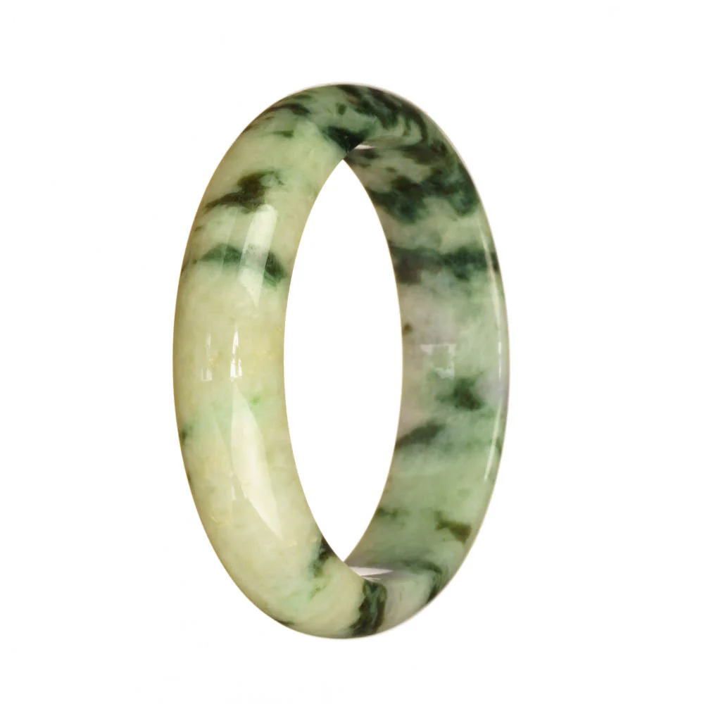 Genuine Grade A Light Green and Green Pattern Jade Bracelet - 55mm Half Moon - Image 2