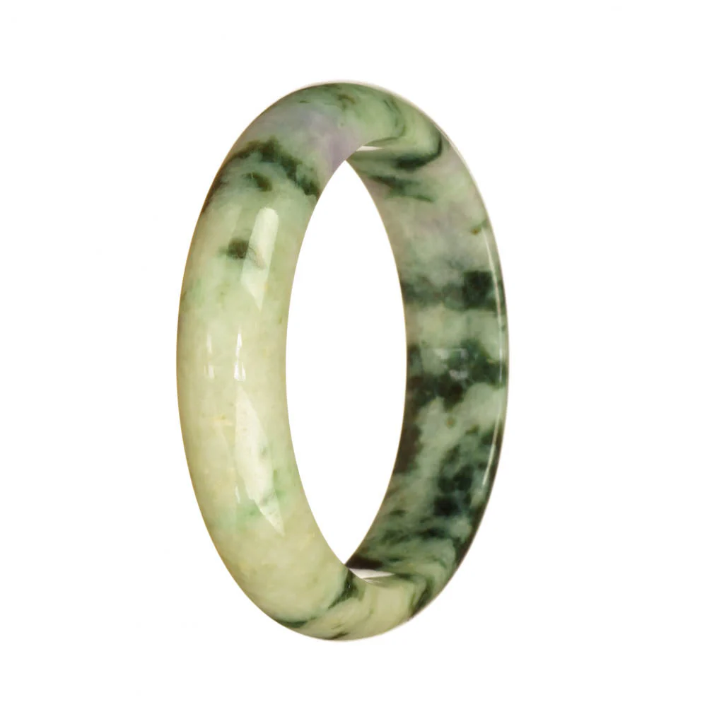 Genuine Grade A Light Green and Green Pattern Jade Bracelet - 55mm Half Moon - Image 3
