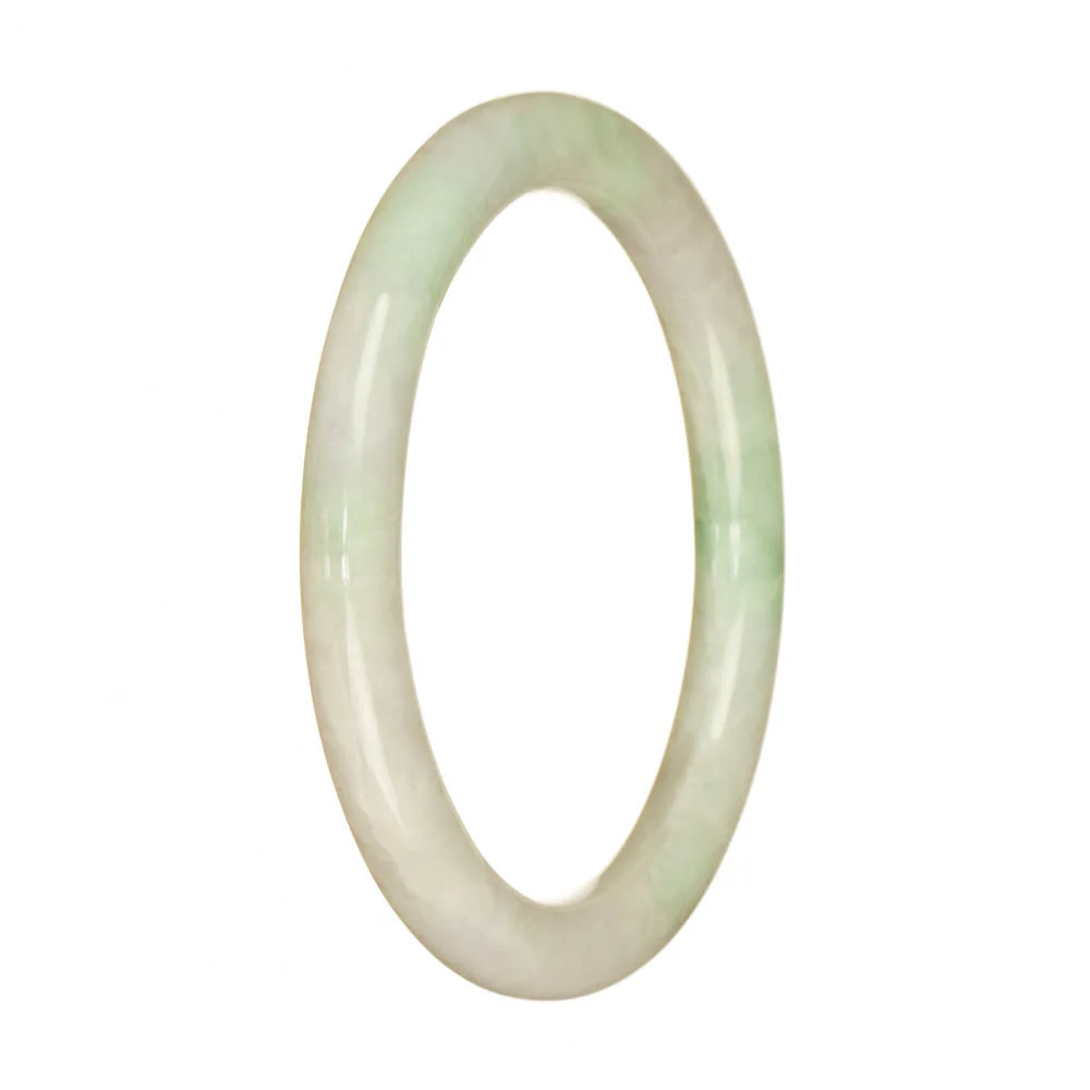 Genuine Type A White with Apple Green Jadeite Bangle - 59mm Petite Round - Image 3