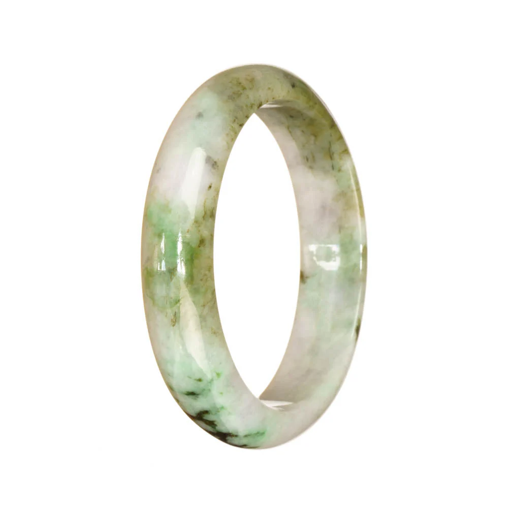 Authentic Grade A White with Green Pattern Jade Bangle Bracelet - 54mm Half Moon - Image 2