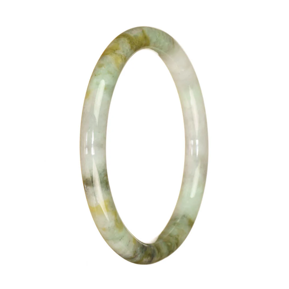 Genuine Untreated Pale Green Pattern Jadeite Bracelet - 60mm Petite Round