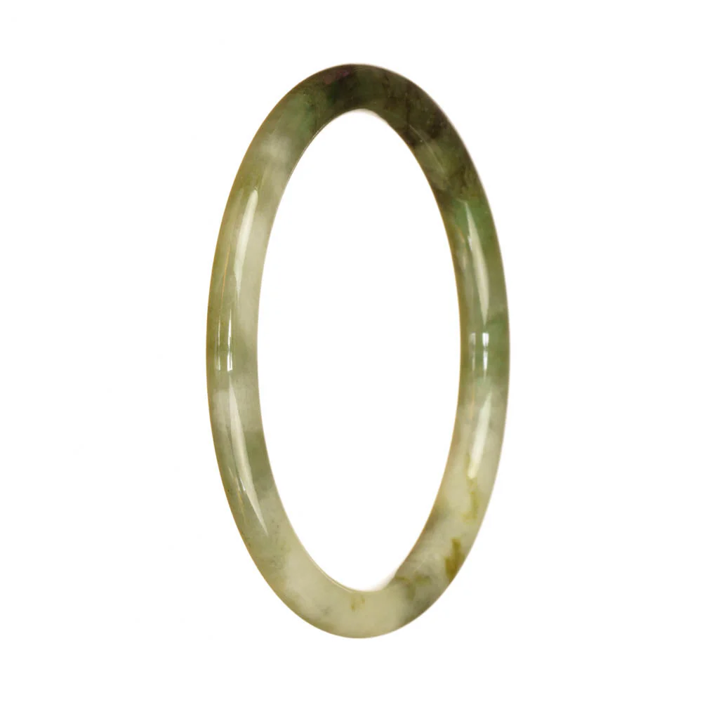 Authentic Untreated Green Pattern Jadeite Bracelet - 61mm Petite Round