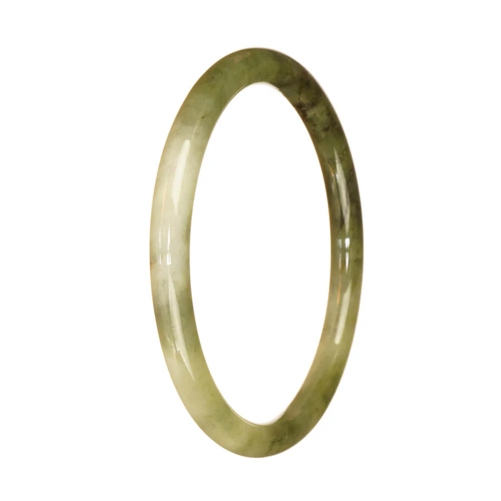 Authentic Untreated Green Pattern Jadeite Bracelet - 61mm Petite Round - Image 2