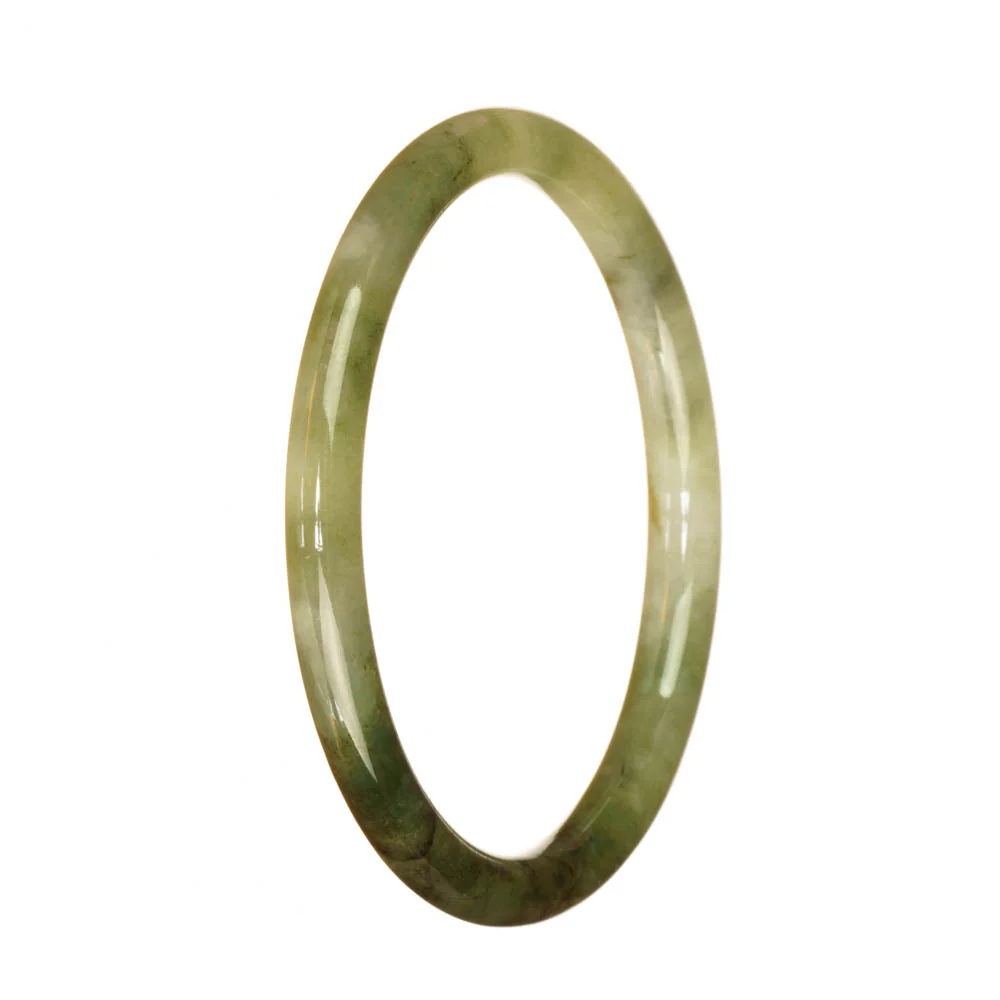 Authentic Untreated Green Pattern Jadeite Bracelet - 61mm Petite Round - Image 3
