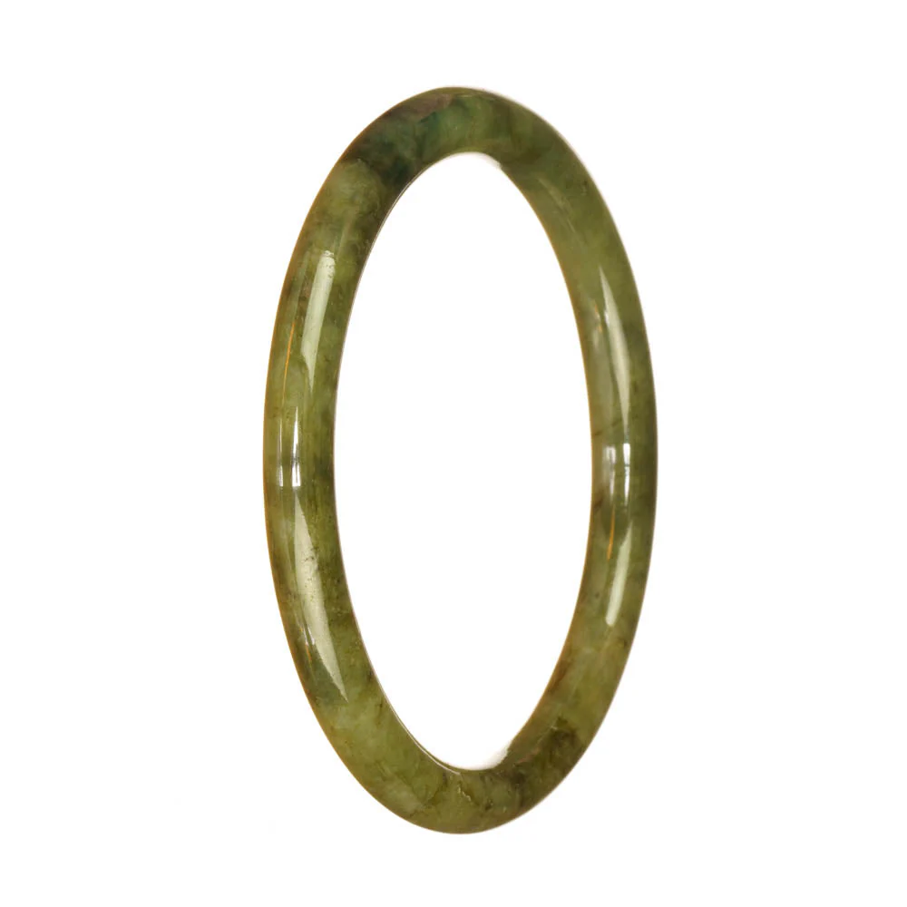 Genuine Grade A Green Pattern Jadeite Bangle - 61mm Petite Round - Image 3