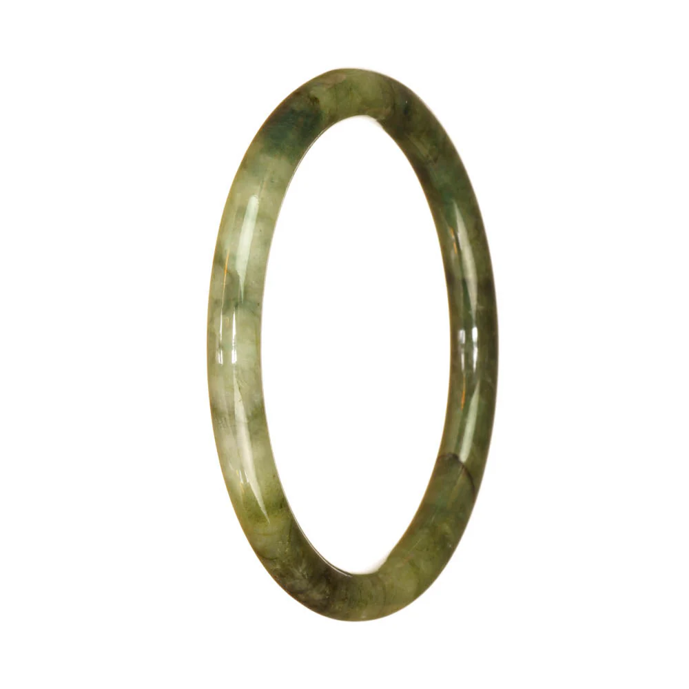 Genuine Grade A Green Pattern Burmese Jade Bracelet - 60mm Petite Round - Image 2