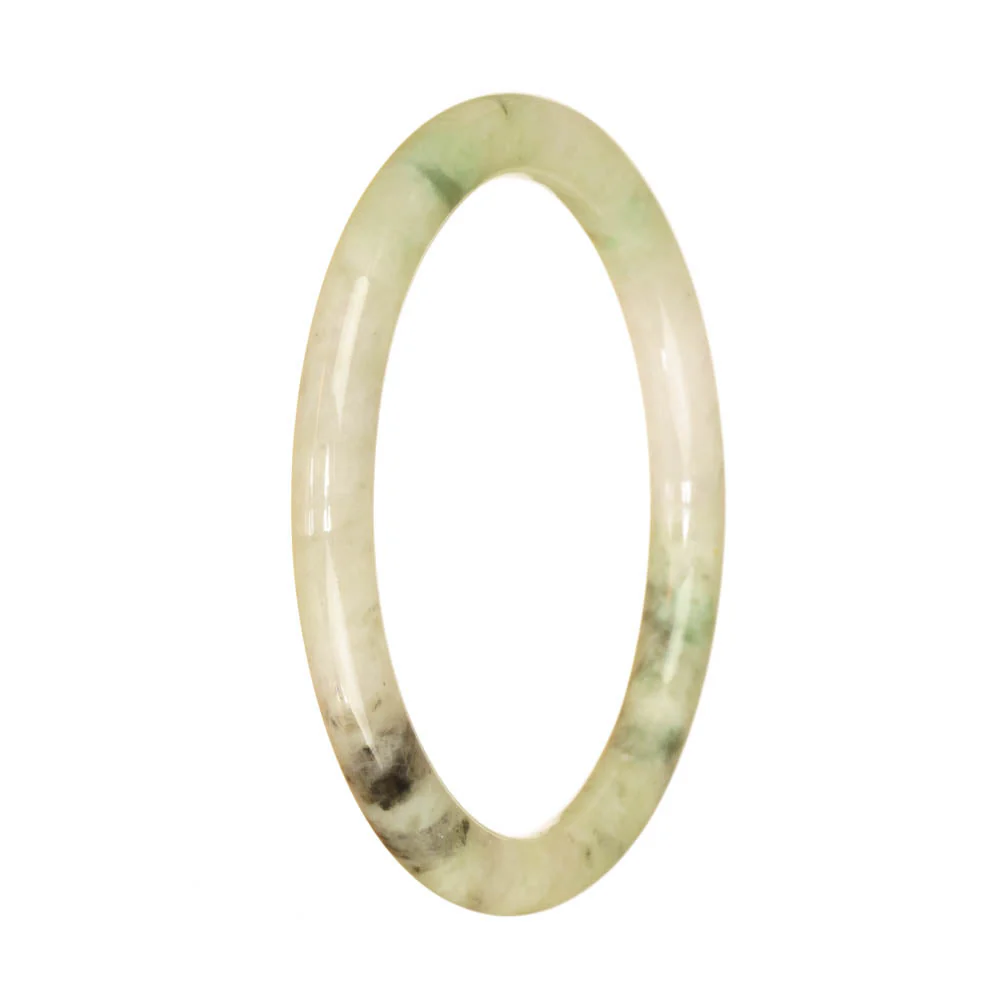 Certified Grade A Light Green Pattern Burmese Jade Bangle - 60mm Petite Round - Image 2