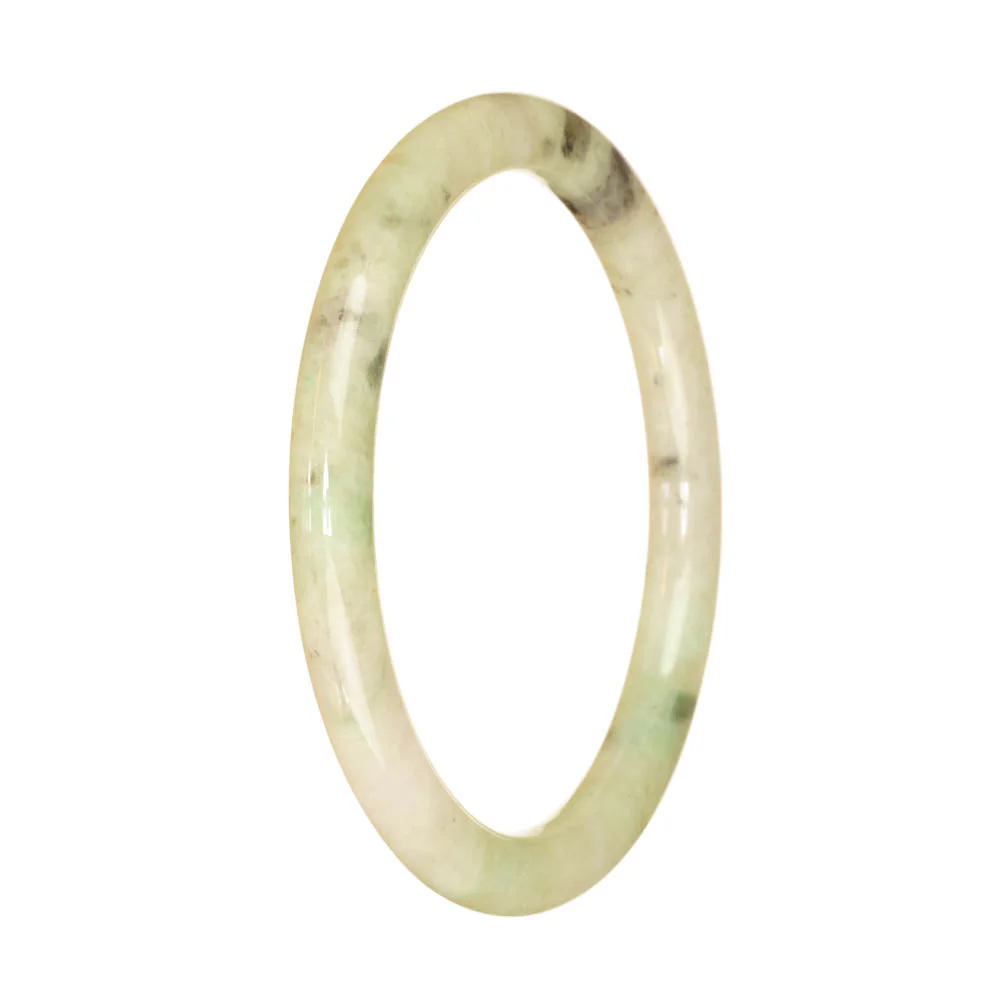 Certified Grade A Light Green Pattern Burmese Jade Bangle - 60mm Petite Round - Image 3