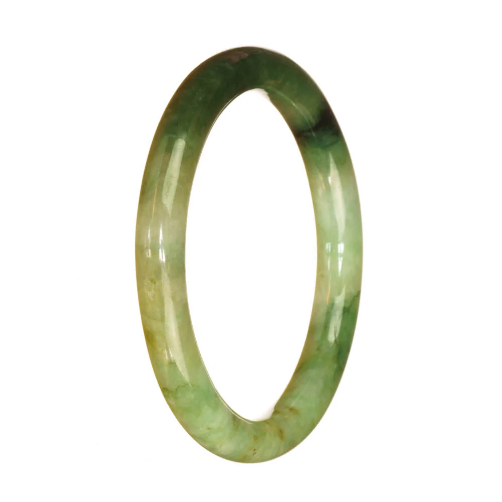 Genuine Grade A Green Pattern Jadeite Bracelet - 59mm Petite Round