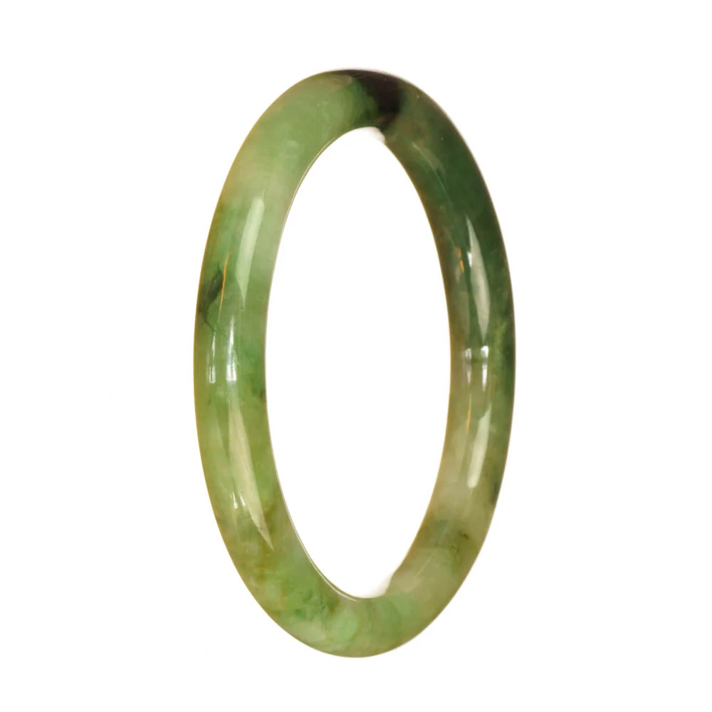 Genuine Grade A Green Pattern Jadeite Bracelet - 59mm Petite Round - Image 2