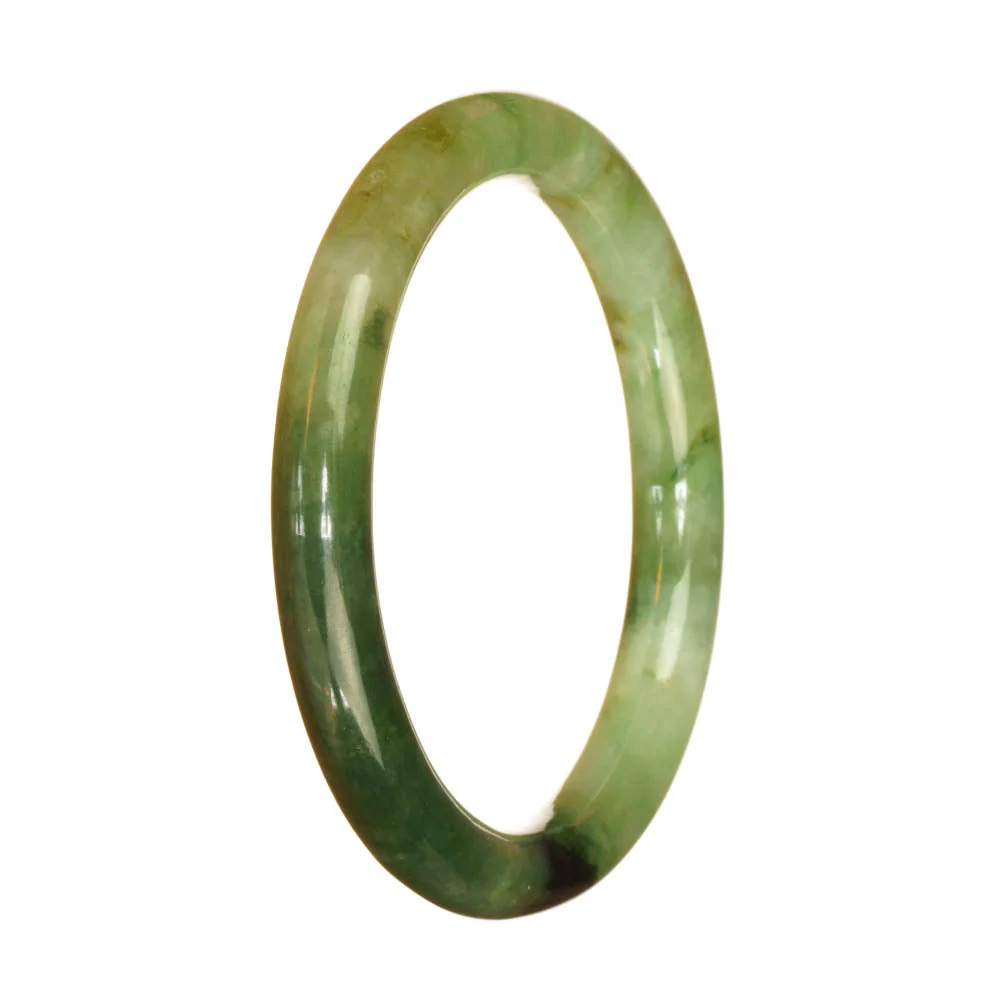 Genuine Grade A Green Pattern Jadeite Bracelet - 59mm Petite Round - Image 3