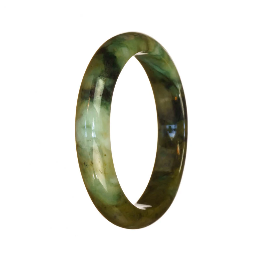 Real Type A Green Pattern Jade Bracelet - 55mm Half Moon - Image 2