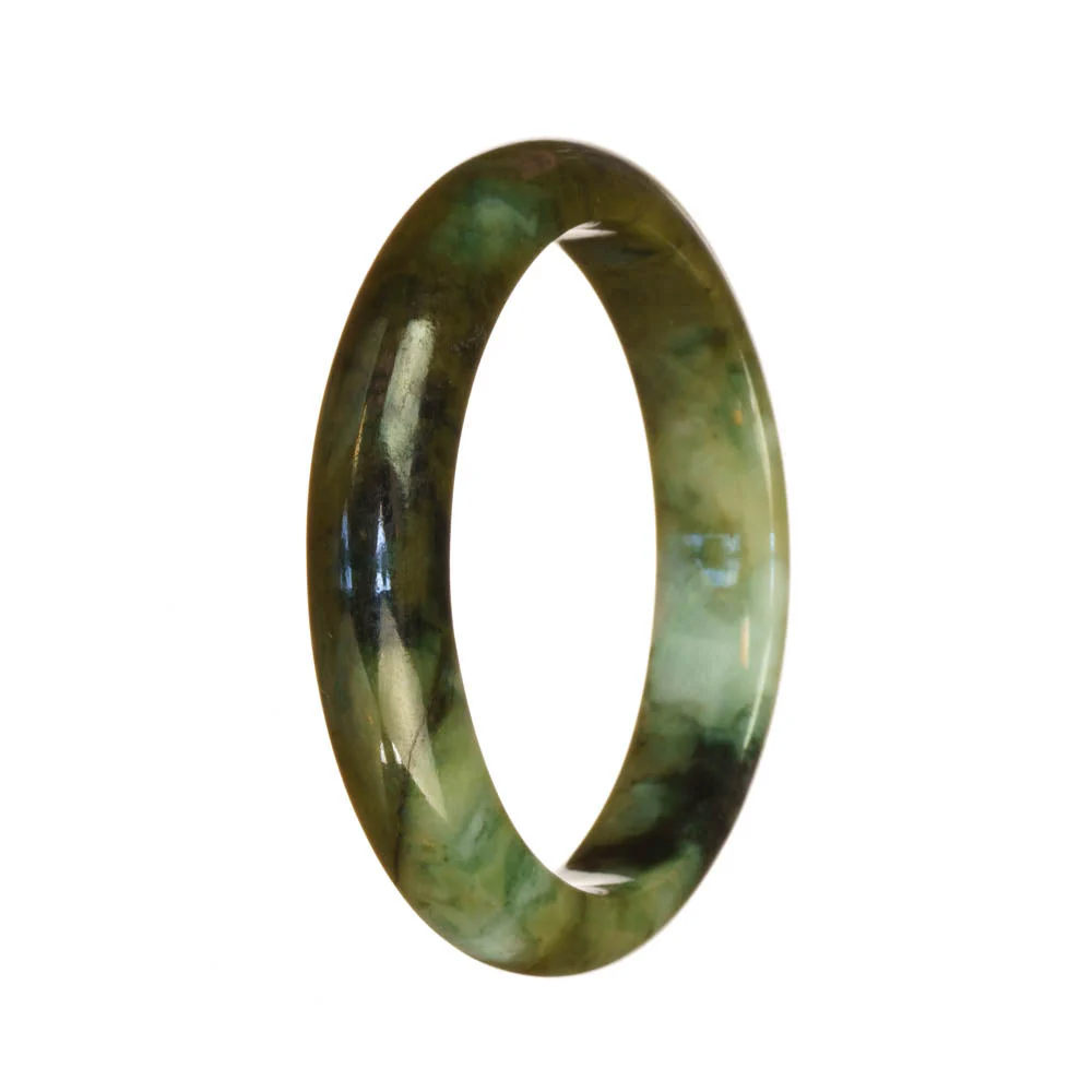 Real Type A Green Pattern Jade Bracelet - 55mm Half Moon - Image 3