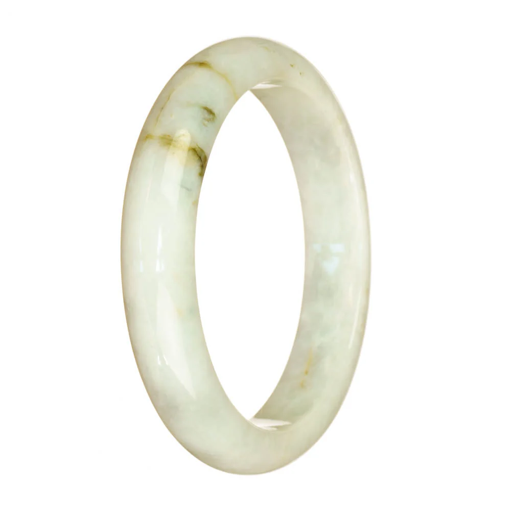 Genuine Grade A White Jade Bangle Bracelet - 61mm Half Moon - Image 2
