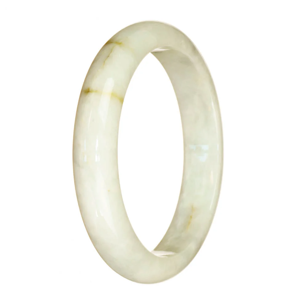 Genuine Grade A White Jade Bangle Bracelet - 61mm Half Moon - Image 3