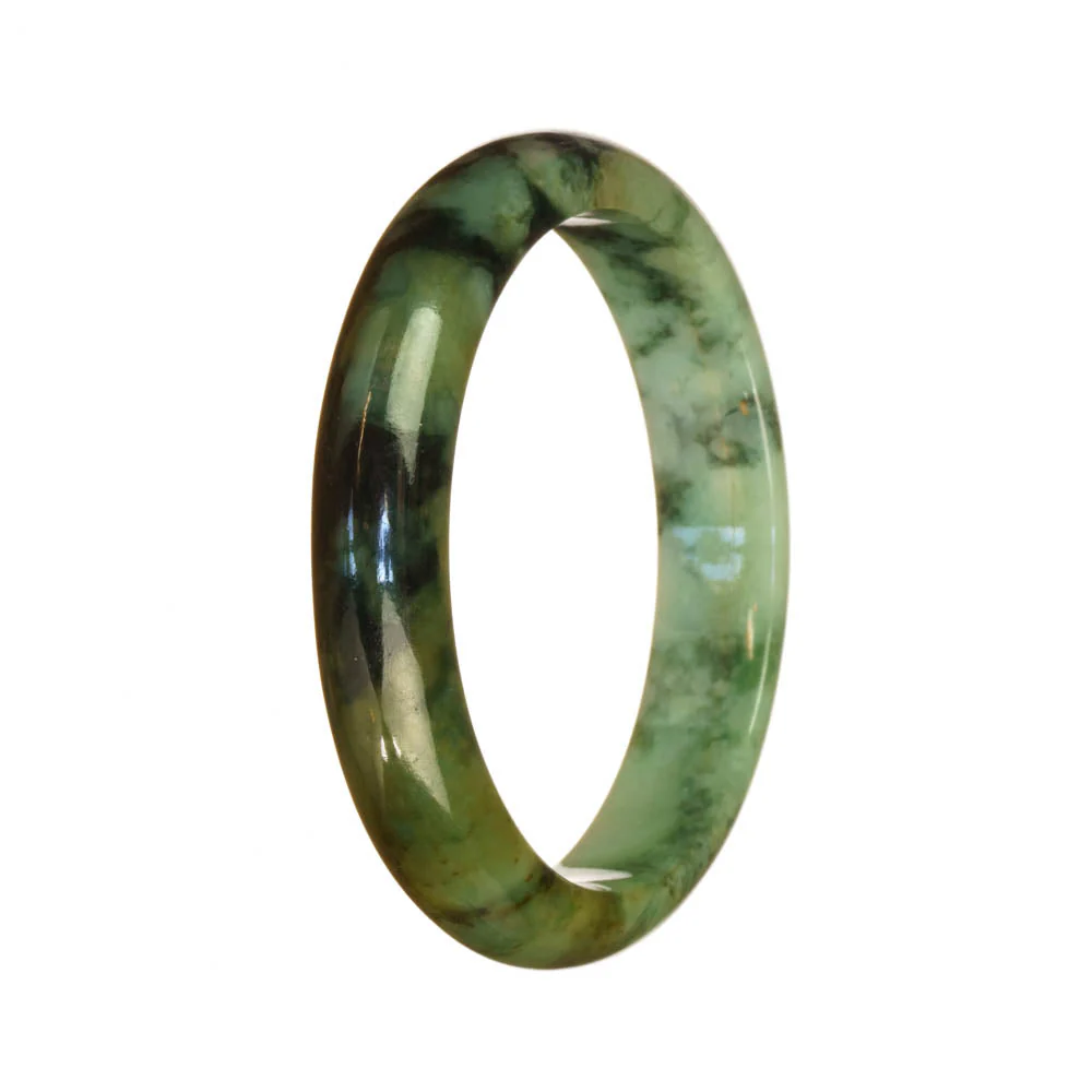Genuine Grade A Green Pattern Burma Jade Bangle Bracelet - 55mm Half Moon - Image 2
