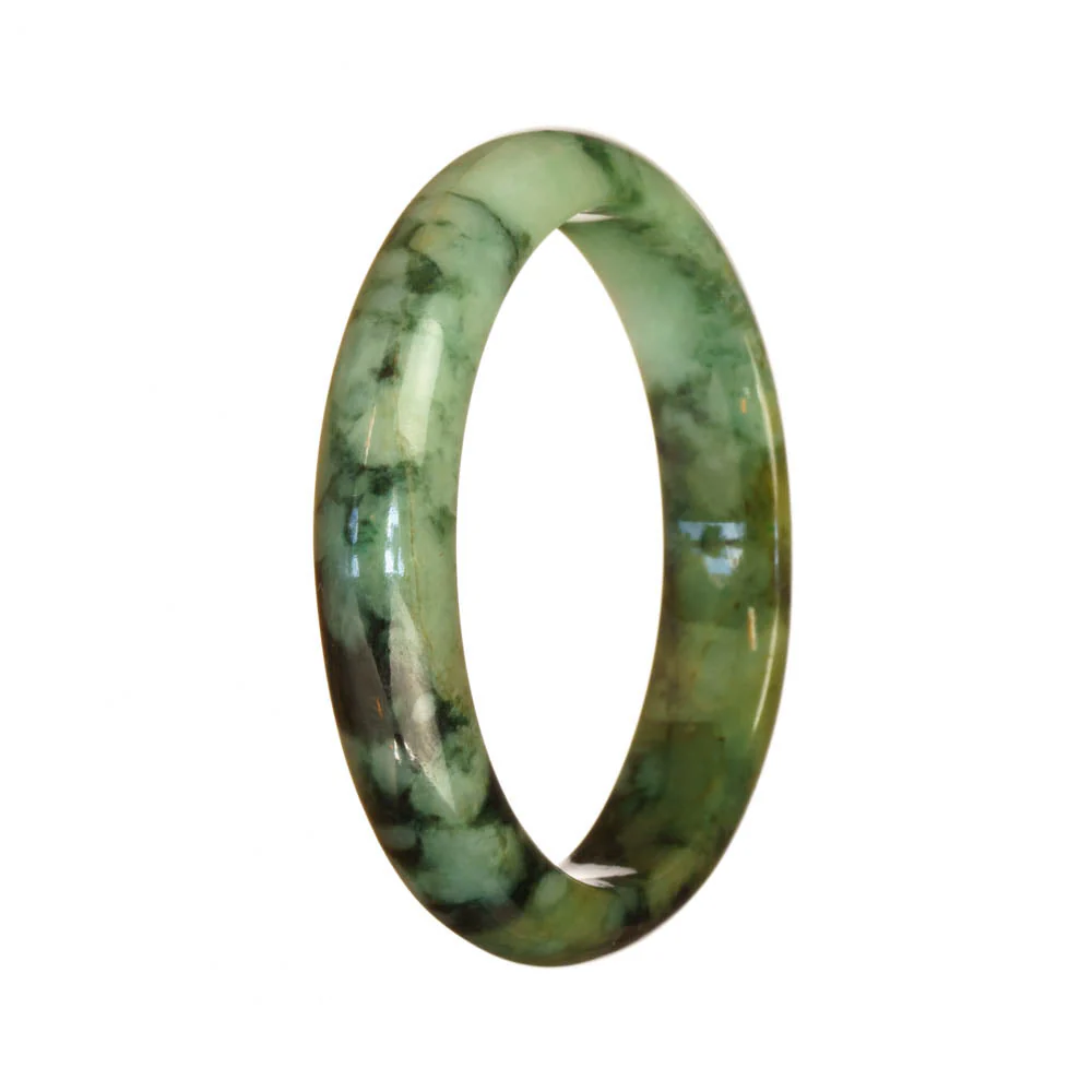 Genuine Grade A Green Pattern Burma Jade Bangle Bracelet - 55mm Half Moon - Image 3
