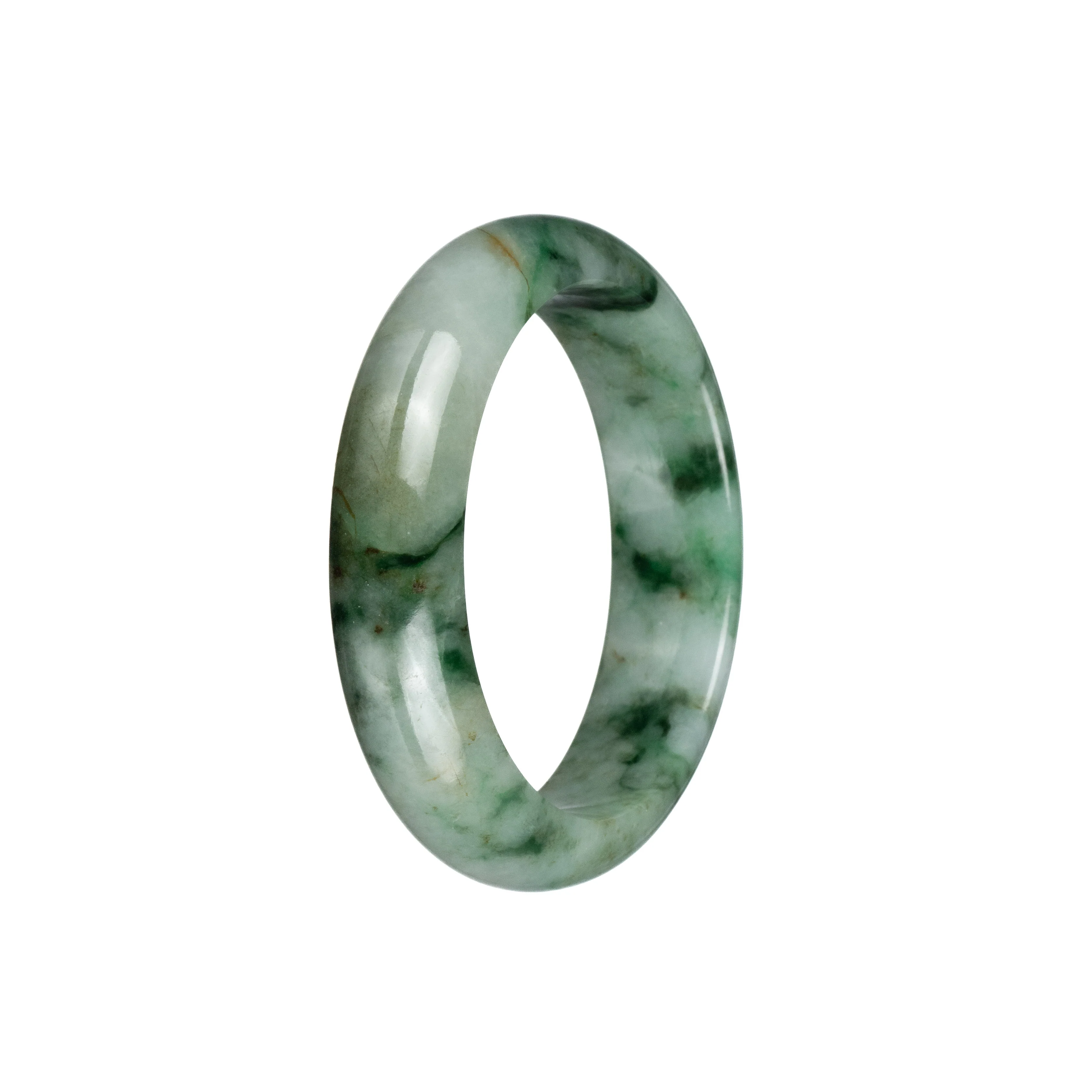 Genuine Grade A Green Pattern Burma Jade Bangle Bracelet - 53mm Half Moon - Image 3