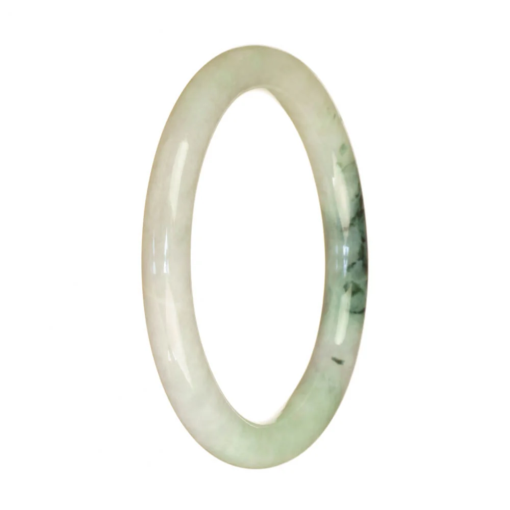 Genuine Type A White Pattern Jadeite Bangle Bracelet - 59mm Petite Round