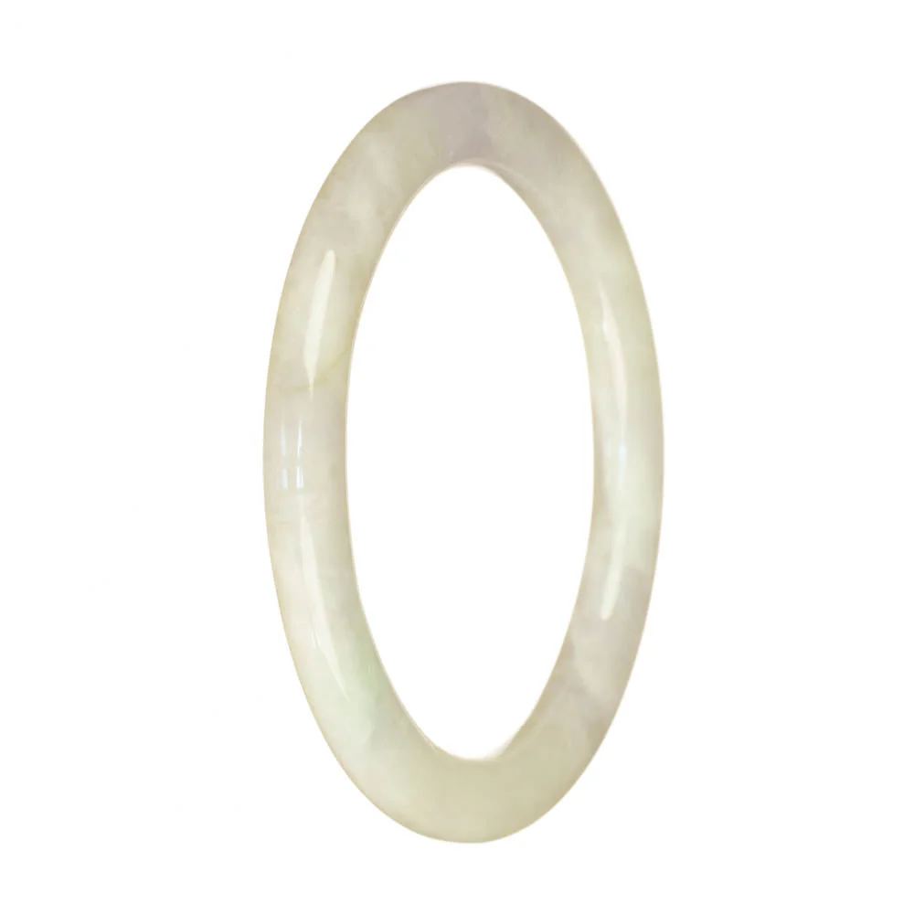 Genuine Type A White Burmese Jade Bangle Bracelet - 59mm Petite Round