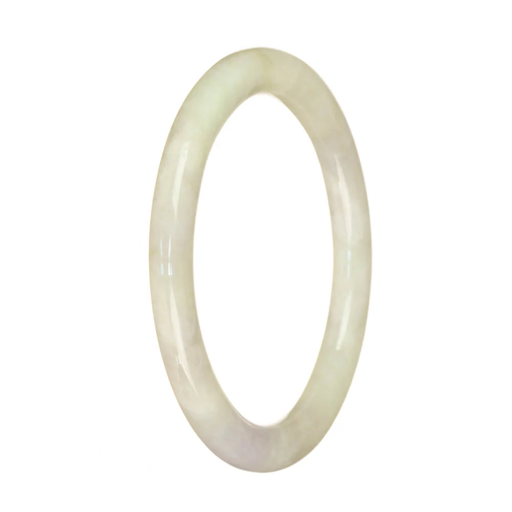 Genuine Type A White Burmese Jade Bangle Bracelet - 59mm Petite Round - Image 2