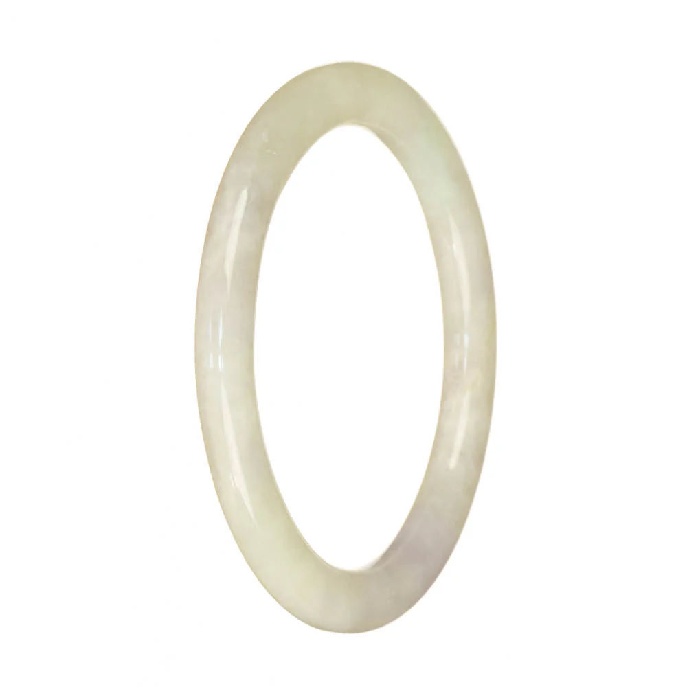 Genuine Type A White Burmese Jade Bangle Bracelet - 59mm Petite Round - Image 3