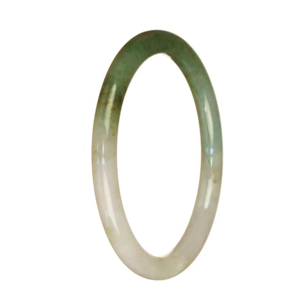 Certified Grade A White and Green Burma Jade Bangle - 60mm Petite Round